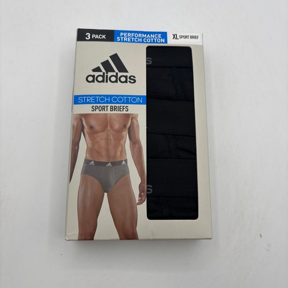 Adidas Performance Stretch Cotton Sport Briefs Mens XL Black Grey 3PK IR0837